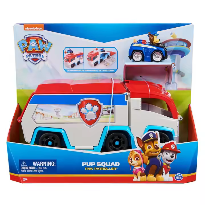 SPIN MASTER - PATRULLA CANINA - PACK COCHE PUP SQUAD PAW PATROLLER TRANSFORMABLE Y VEHÍCULO CON FIGURA CHASE - Patrulla Canina Juguetes - 6069338 - Juguetes Niños +3 Años - Regalo Niño +3 Años - 1
