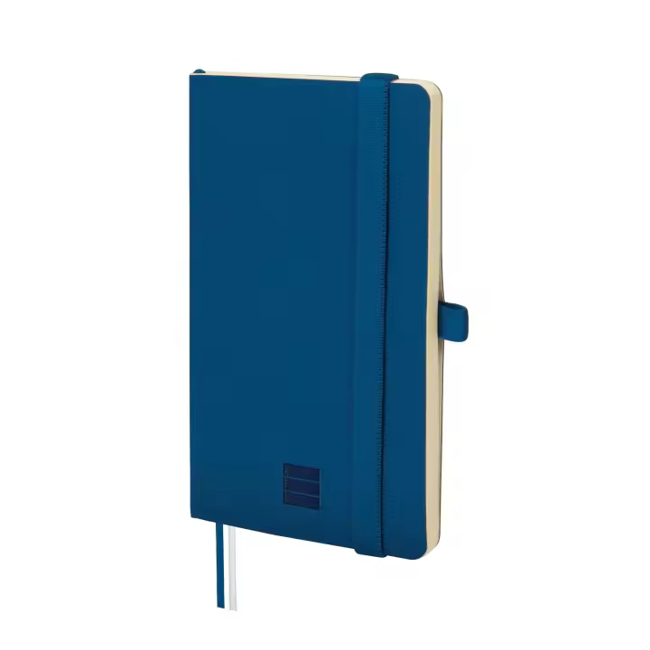 Finocam - Cuaderno Nexo Tapa Blanda con 72 Hojas Microperforadas Ideal para Escribir y Dibujar | Cuaderno con bolsillo interior, dos cintas punto, anilla portabolígrafo y cierre con goma elástica – Color Azul marino - 1