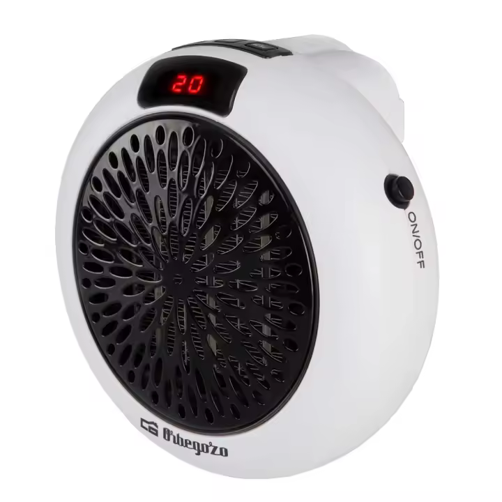 Mini calefactor cerámico de enchufe Orbegozo CR 4000, 2 velocidades, temporizador programable, termostato ajustable, sin cables, 600 W - 1