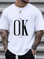 Camiseta Casual Para Hombre Con Estampado Gráfico Ok Conciso Manga Corta Cuello Redondo T-Shirts De Algodón Para Verano - details 5