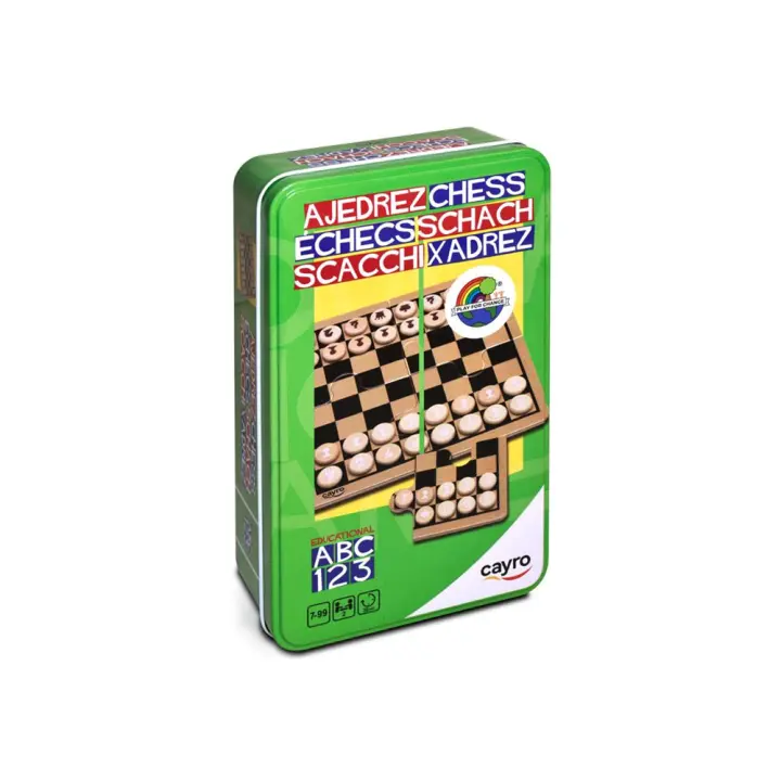 Juego Ajedrez de madera en caja de metal 12x19,5x5cm (Cayro 119) - 1