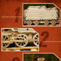 Puzzle 3D De Madera De Locomotora Modelo Escala Kit De Modelado DIY Regalo Hobbies Decoración Del Hogar Mecánico Juguete De Construcción - details 3