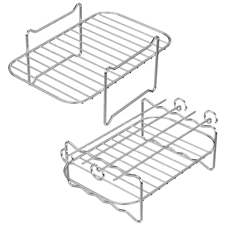 2Pcs Rack De Fritura Con 4 Palillos Para Barbacoa Para Asadores De Doble Cesta De Acero Inoxidable 304 Accesorios De Air Fryer - 1