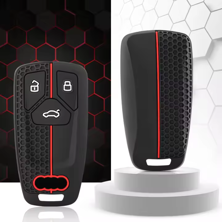 Carcasa De Llavero De Silicona Para Audi Q5 Q7 TT A4 B9 A5 A6 8S 8W 4M S4 S5 S7 TTS TFSI RS Cubierta Protectora Para Llavas De Coche - 1