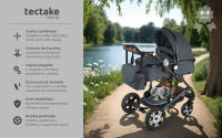 Tectake - Cochecito combinado MATS, plegable, arnés de 5 puntos, Cochecito combinado plegable con capota plegable para niños pequeños de 0 a 36 meses, 2 en 1-uso como cochecito con capazo extraíble o como silla de paseo con asiento deportivo - details 0
