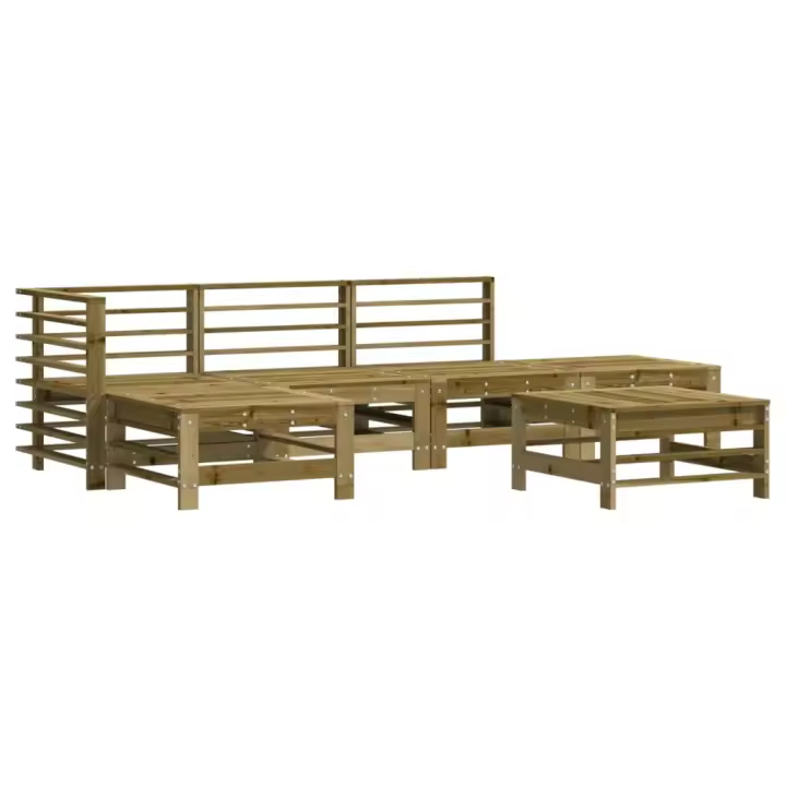 vidaXL Juego de muebles de jardín 6 pzas madera de pino impregnada - 1