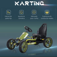 HOMCOM Go-Kart a Pedales para Niños de +3 Años Coche de Pedales con Embrague Freno Asiento Ajustable Carga Máx. 35 kg 105x54x61 cm Verde - details 0