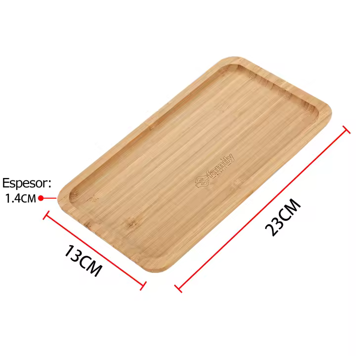 Family - Bandeja de bambú para Servir, Bandeja Madera Rectangular, Bandeja de Cocina, Bandeja de Servir, Bandeja Desayuno Grande - 1