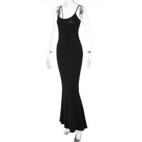 Vestido Largo Bodycon Negro Dulzura Para Mujer Verano 2025 Fiesta Club Noche Callejera Playa Basic High Street Sin Mangas Cuello Cuadrado Sin Decoración Polyester Spandex - details 37