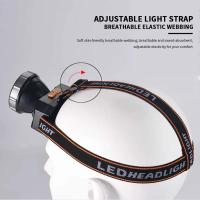 Linterna Frontal LED Portátil Recargable Con Batería 18650 Integrada Para Camping Y Pesca Modos De Iluminación 3 Ángulo De Haz 180° Impermeable - details 5