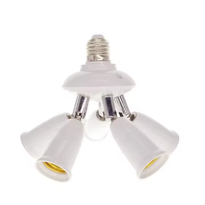 Adaptador divisor de enchufe E27 3 en 1, Bases de lámpara de bombillas LED estándar E26/E27, enchufe de lámpara convertidor con 360 Grados - 1