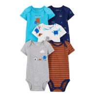 Ropa para niños, novedad de verano, mono triangular de manga corta para bebés, ropa para gatear, mono de bebé de cinco piezas - details 5