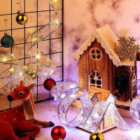 Cinta De Navidad Luminosa Con Lazo Dorado De 2-10M Luces De Hada Para Decoración De Árbol Y Regalos En Fiestas Y Hogar - details 4