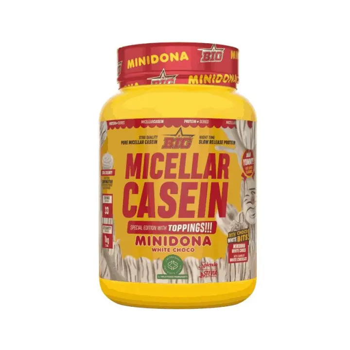 BIG MICELLAR CASEIN WITH TOPPINGS MINIDONA CHOCOLATE BLANCO 1KG PROTEÍNA DE ABSORCIÓN LENTA EXTRA CREMOSA EDICIÓN ESPECIAL CON TROCITOS! - 1