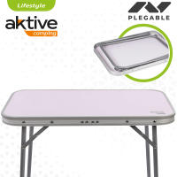 AKTIVE Mesa camping plegable, Mesa ligera, patas plegables, medidas 60x40x50 cm, madera MDF, estructura de acero, color malva, asa de transporte (52870) CALIDAD DE CONFIANZA OFICIAL GARANTIZADO - details 3