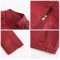 Chaqueta De Motociclista De Cuero PU Para Mujer Chaqueta De Motocross De Cuello Erguido Con Cremallera Ajustada Y Estilo Casual - details 23