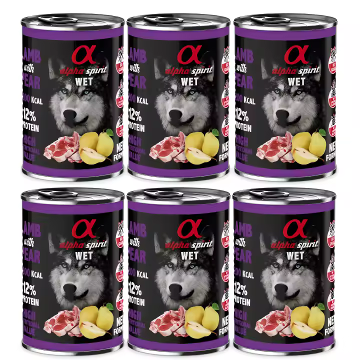 Alpha Spirit Comida Húmeda de Cordero con Pera para Perros  (Pack 6 Latas x 400 Gr) - 1