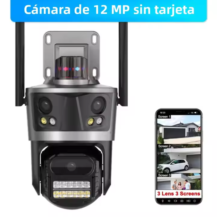 Cámara De Seguridad IP 8K 16MP WiFi Con Zoom De 8X Y Cuatro Lentes Exterior PTZ Auto Tracking Protección Inteligente CCTV - 1