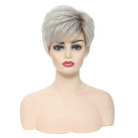 Pelucas Sintéticas De Pelo Ombre Marrón Y Rubio Para Mujeres BCHR Corta Pixie Cut Peluca Mixta De Uso Diario Tamaño Promedio Densidad 150% - details 2