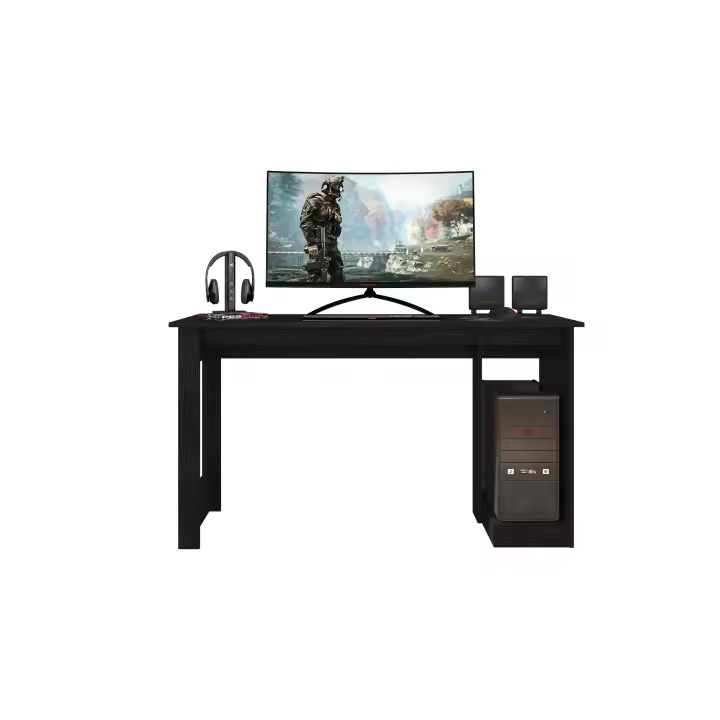 Buyqualia Mesa Ordenador Escritorio de Oficina con Base para pc en Color Negro (Largo 136 / Ancho 54 cm) - 1