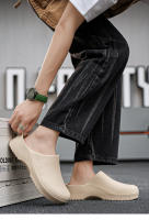Zapatillas De Verano Para Hombre Con Capa De Dedo Antideslizantes Impermeables Cómodas Y Transpirables Sandalias Planas De Trabajo En Color Sólido Para Cocinero - details 1