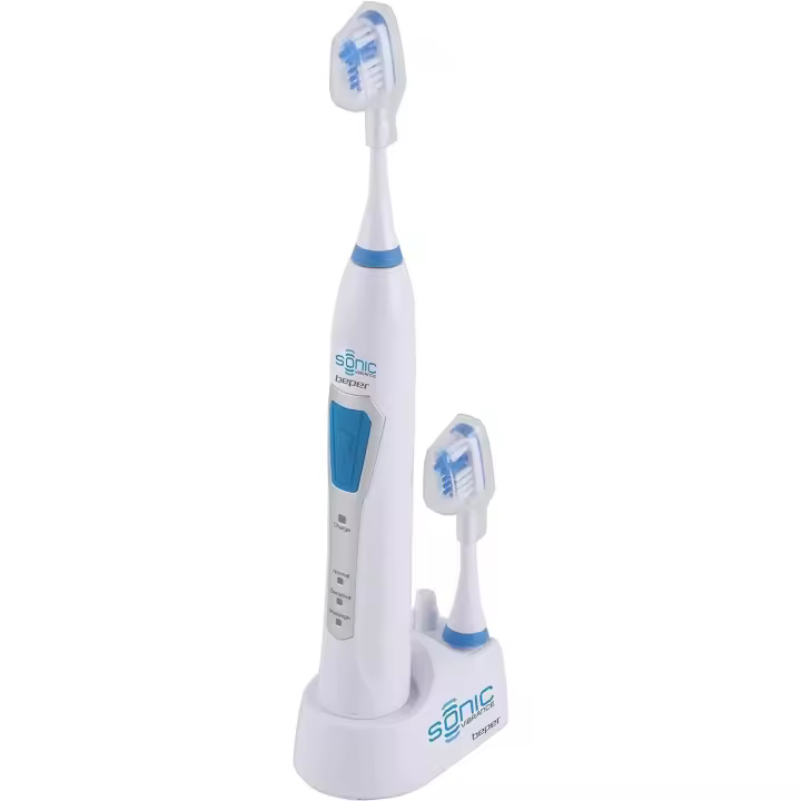 BEPER 40.913 Cepillo de dientes  eléctrico recargable con accesorio y 3 niveles de cepillado, Color Blanco y Azul - 1