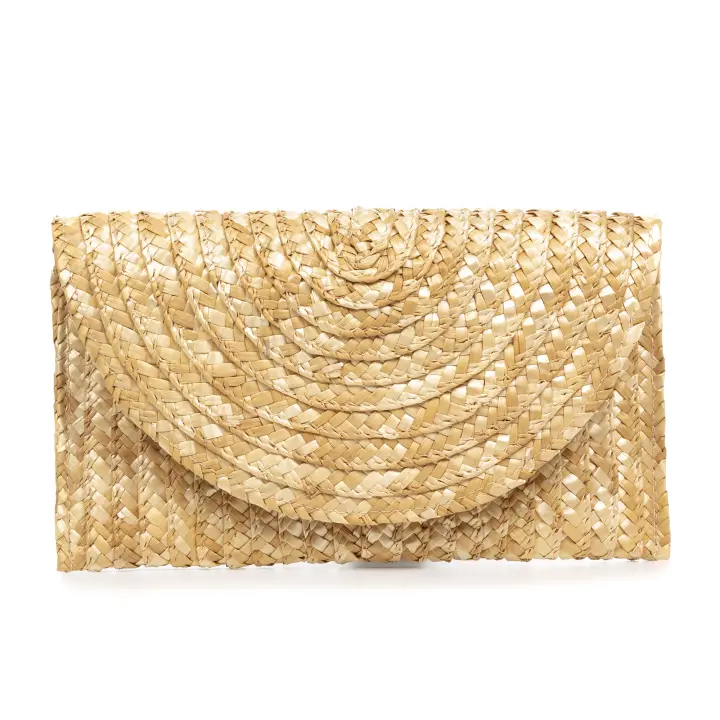 Iria Quintana. Zanè bolso clutch, de paja trenzada. - 1