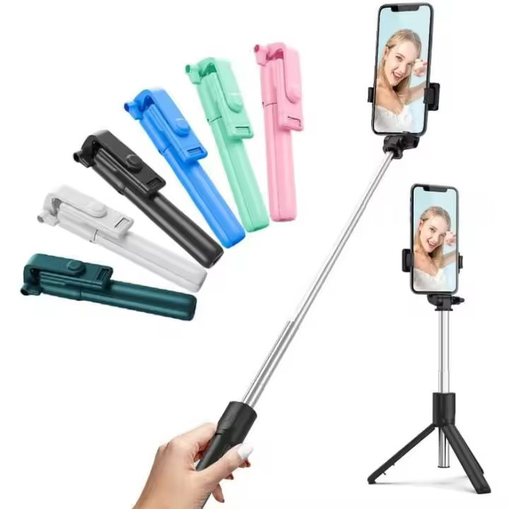 Selfie Stick Trípode con Control Remoto Inalámbrico-4 en 1 Extensible Portátil para Celular Móvil Compatible con iPhone 15/14/13/12/11 Pro/XS Max/XS/X/8/7 (Negro) - 1