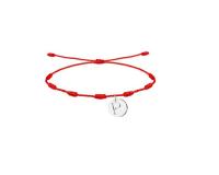 Cotigo Pulsera roja de 7 nudos hecho a mano con colgante de letras Iniciales de acero plateado , pulsera de nombre - details 15