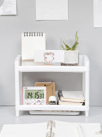Estante De Doble Capa Minimalista Para Escritorio En Plástico Blanco Puro Organizador Multifuncional Para Baño Y Estantería De Almacenamiento Doméstico - details 1