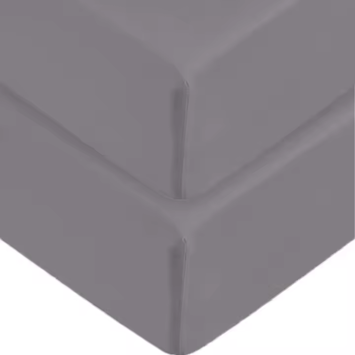 2 x Fitted Sheets - 100% Egyptian Cotton - 200 Thread Count - 30cm Depth -Grey - 4 ft Small Double - 1