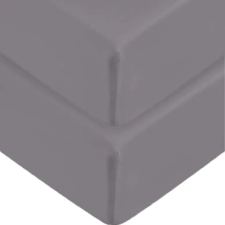 2 x Fitted Sheets - 100% Egyptian Cotton - 200 Thread Count - 30cm Depth -Grey - 4 ft Small Double - 1