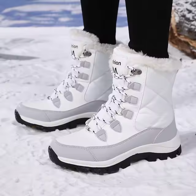 Botas De Tobillo Para Mujer Invierno Calor No Derrapante Negras Botas De Nieve Con Cordones Chaussures Femme Botines Mujer Planas - 1