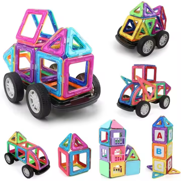 85 Piezas Bloques de Construcción Magnéticos para Niños, Juegos de Construcción de Edificios Azulejos Magnéticos Juguetes Educativos Creativos para Niños 3+ - 1