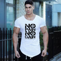 Camiseta De Algodón Para Hombre Con Cuello En V Y Manga Corta Transpirable Y Ajustada Para Gimnasio Y Entrenamiento Estilo Casual Con Bajo Irregular - details 7