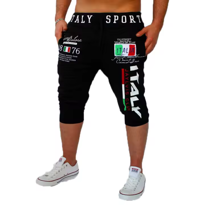 Pantalones Capri Para Hombre Cortos Deportivos Con Cinta Elástica Estampado Letras Para Outdoor Fin De Semana Verano - 1