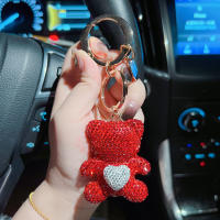 Llavero De Muñeco De Oso De Amor Con Diamantes Cerámica Y Metal Grande En Forma Circular Regalo Pequeño Para Niñas - details 6