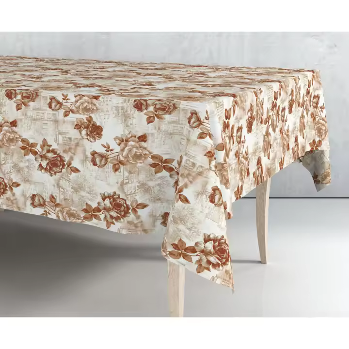 Mantel de hule estampado por metros - Flores Marrón Antiguo 43272-1    mantel por metros; manteles; mantel barato; mantel jardín - 1