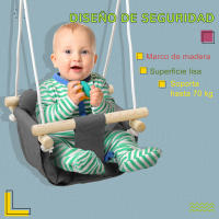 AIYAPLAY Columpio para Bebés de 9-36 Meses con Cuerdas Ajustables Columpio Infantil con Asiento Acolchado Carga 70 kg para Interiores y Exteriores 40x40x110-180 cm Gris Oscuro - details 5
