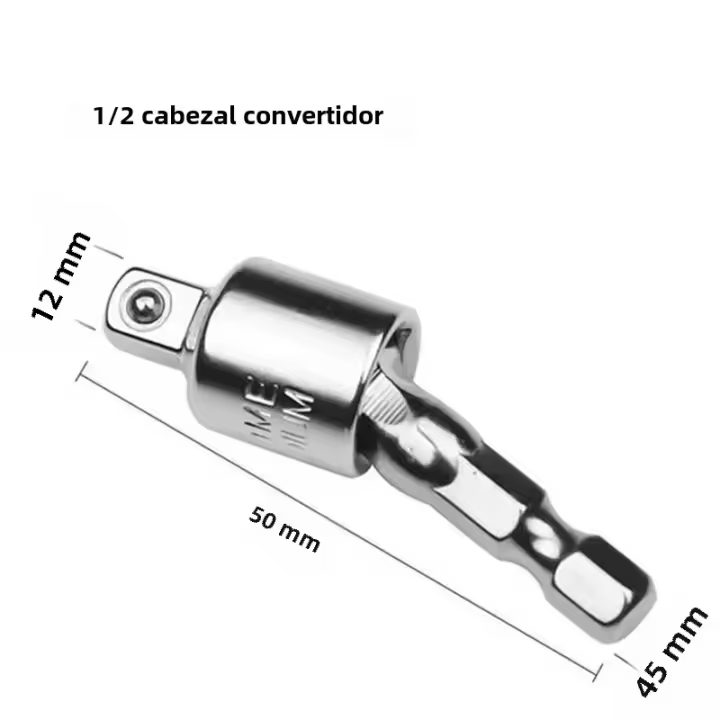 Adaptador De Enchufes Giratorio De 360° Para Destornillador Eléctrico Con Taladro Hexagonal 1/4" 3/8" 1/2" De Acero Cr-V - 1