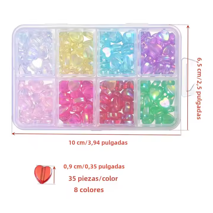 280pcs/Box De Cuentas De Corazón Colores Variados Para Creación De Joyas DIY Pulseras Collares Material Acrílico Irregular - 1