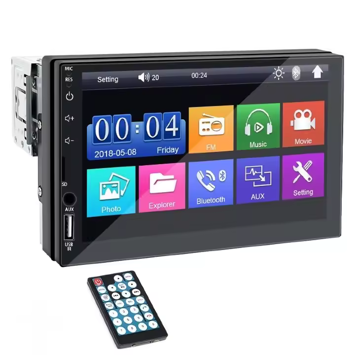 Car Radio 7 Inch 1 Din MP5 Multimedia Player Touch Screen FM ISO Power Aux Input Bluetooth USB Mirror Link Universal Autoradio - 1