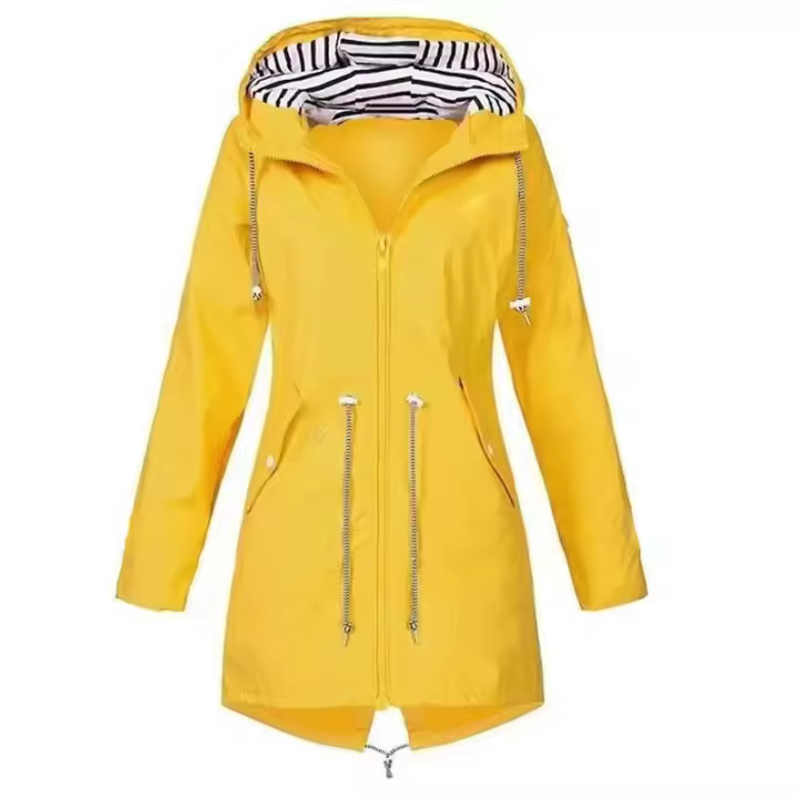 Women's Waterproof Raincoat Casual Basic Outdoor Woven Lightweight Drawstring Women Hiking Clothing - 1