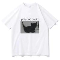 Camiseta Playboi Carti Oversize Para Hombres Estampado De Gato Harajuku Estilo Hip-Hop Camiseta Casual De Calidad Con Estilo Rapper En Talla S M L XL XXL XXXL - details 2