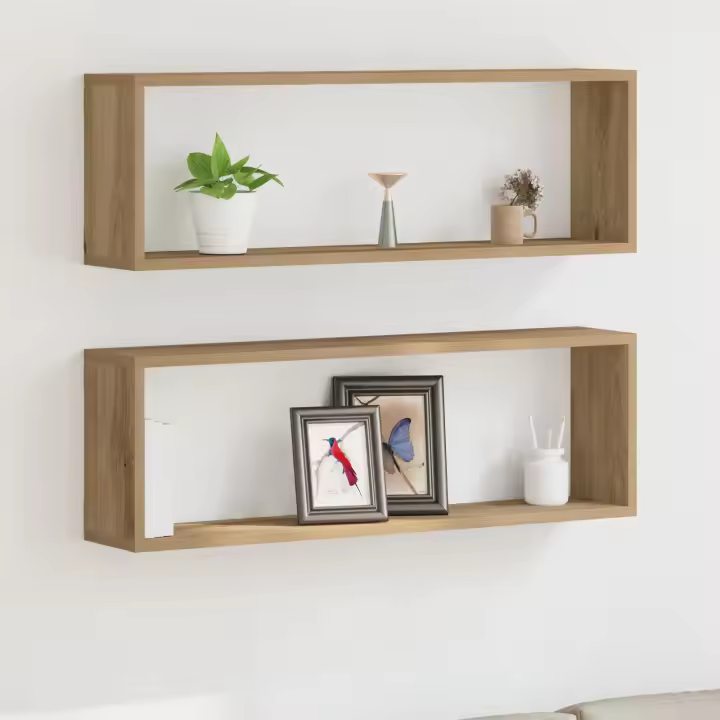 Estanterías de pared  2 piezas Roble Artisan 80x15x26 cm Madera - 1