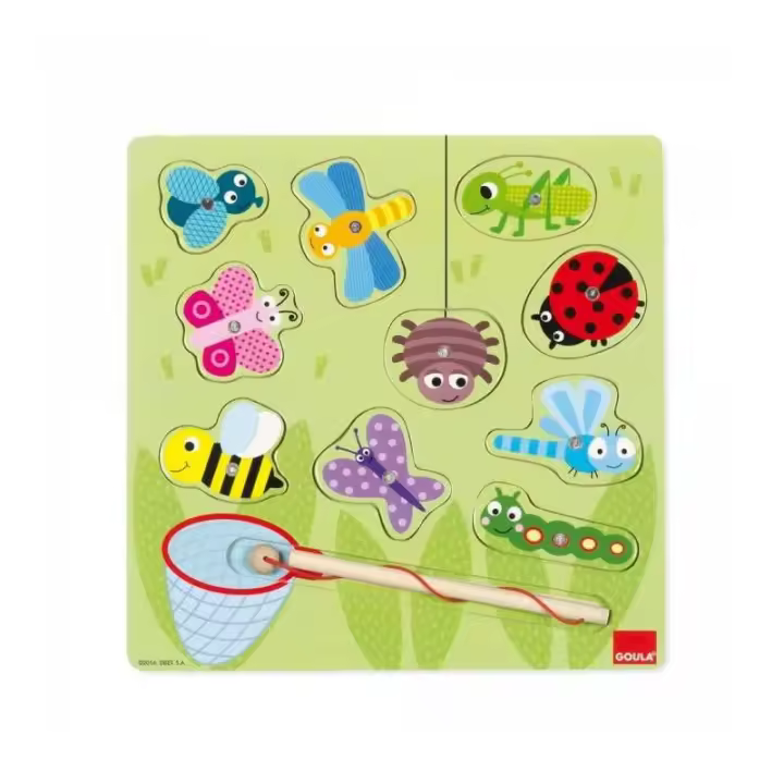 Puzzle Bichos magnético Cazamariposas madera goula de DISET - 1