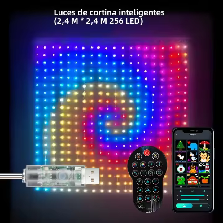 Luces De Cinta Inteligentes 2.4MX2.4M Con Sincronización De Música DIY Text Graffiti Decoración De Iluminación Para Halloween Y Navidad - 1