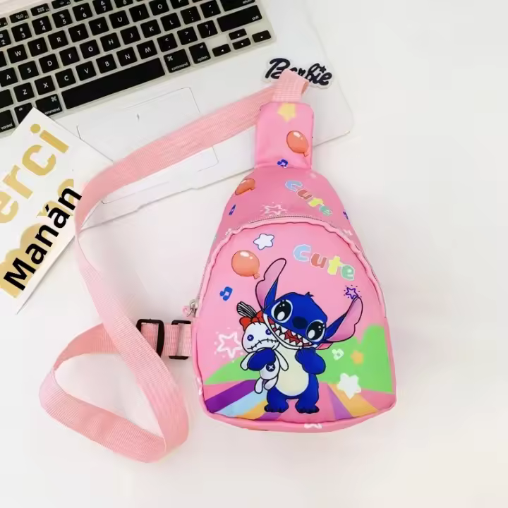Bolso De Pecho Para Niños Disney Stitch Bolso Cruzado De Moda Con Cierre De Cremallera Bolso De Almacenamiento Creativo Para Monedas Regalo Para Niños - 1