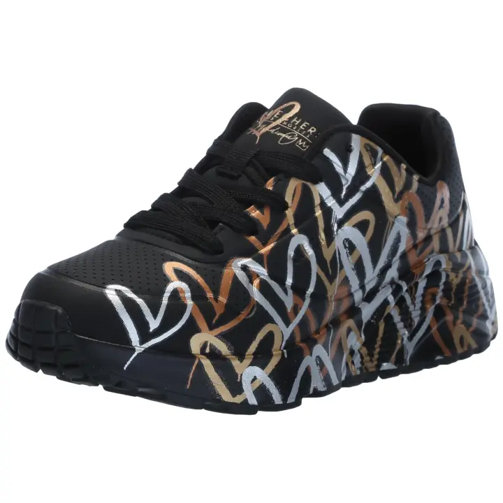 Zapatillas Skechers Negras Corazón Dorado - 1