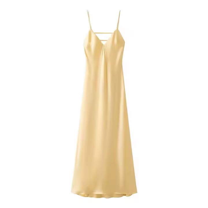 Vestido Largo Sin Mangas Para Mujer TRAFZA 2025 Verano Rosa Elegante Con Cuello En V Y Tirantes Espalda Descubierta Estilo Playa Para Fiesta Y Uso Diario - 1